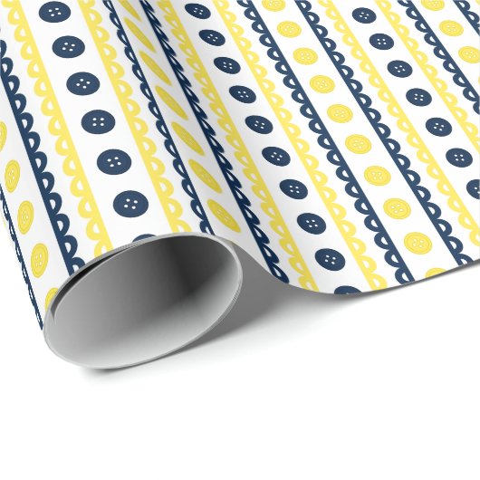 Navy & Yellow Preppy Gestreifter Näh- und Bastelra Geschenkpapier (Rolleneckpunkt)