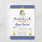 Navy & Yellow Retro Kitchen Brautparty Einladung (Vorderseite)