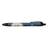 Navy & Yellow Trendy Daisy Floral Pen Kugelschreiber (Oberseite)