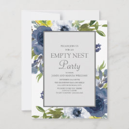 Navy Yellow White Floral Blätter Leere Nest Party Einladung