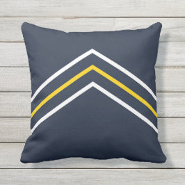 Navy Yellow White Zickzack Outdoor Throw Kissen
