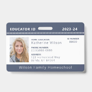 Navy Zickzack Homeschool Educational ID Abzeichen Ausweis