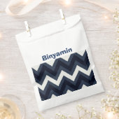 Navy Zickzag upsherin Begehrensack mit Namen Geschenktütchen (Ausgeschnitten)
