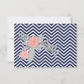 Navy Zig Zag Typografy Wedding RSVP Karte (Rückseite)