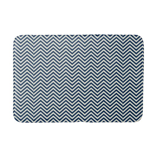 Navy Zig Zag Wave Pattern Badematte (Vorderseite)