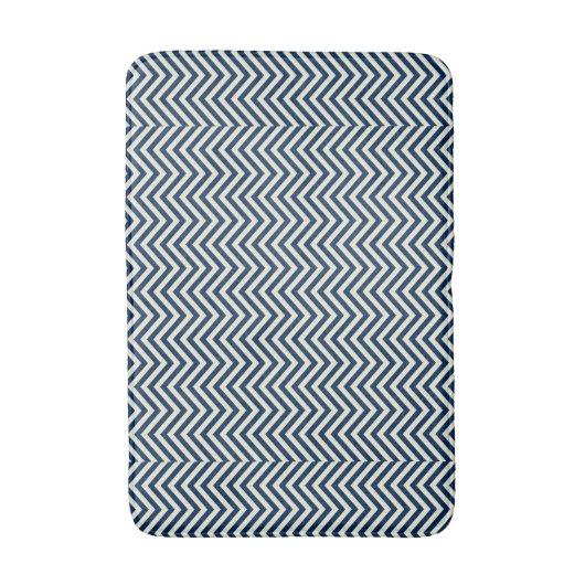 Navy Zig Zag Wave Pattern Badematte (Vorderseite Vertikal)