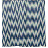 Navy Zig Zag Wave Pattern Duschvorhang (Vorderseite)