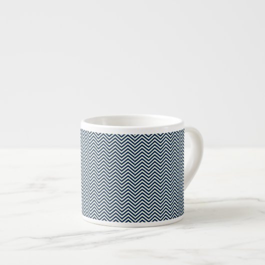 Navy Zig Zag Wave Pattern Espressotasse (Vorderseite Rechts)