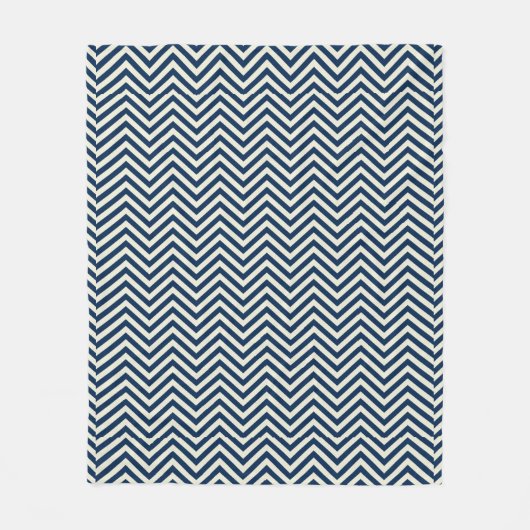 Navy Zig Zag Wave Pattern Fleecedecke (Vorderseite)