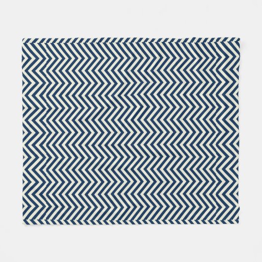 Navy Zig Zag Wave Pattern Fleecedecke (Vorderseite (Horizontal))
