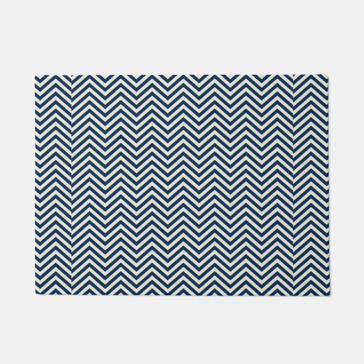 Navy Zig Zag Wave Pattern Fußmatte (Vorderseite)