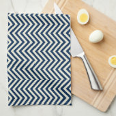 Navy Zig Zag Wave Pattern Geschirrtuch (Viertel Falte)