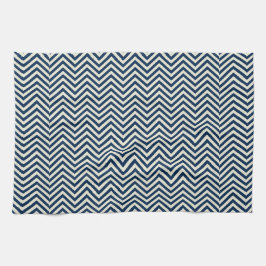 Navy Zig Zag Wave Pattern Geschirrtuch