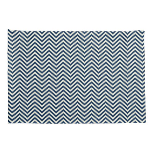 Navy Zig Zag Wave Pattern Kissenbezug (Rückseite-Rechts)