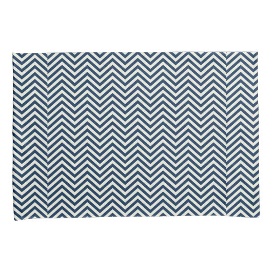 Navy Zig Zag Wave Pattern Kissenbezug (Vorderseite-Rechts)