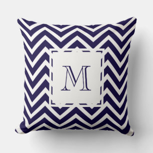 Navy Zigzag Grafik Zickzack Kissen