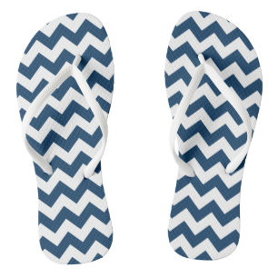 Navy Zigzag, Zickzack, Marine, geometrisches Muste Badesandalen