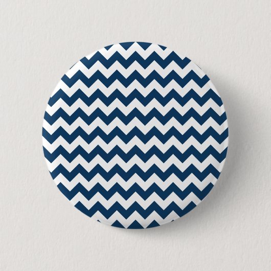 Navy Zigzag, Zickzack, Marine, geometrisches Muste Button (Vorderseite)
