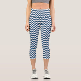 Navy Zigzag, Zickzack, Marine, geometrisches Muste Capri Leggings