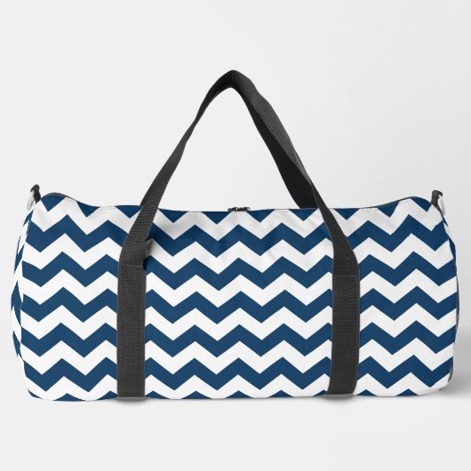 Navy Zigzag, Zickzack, Marine, geometrisches Muste Duffle Bag (Vorderseite)