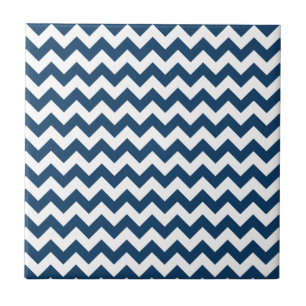Navy Zigzag, Zickzack, Marine, geometrisches Muste Fliese