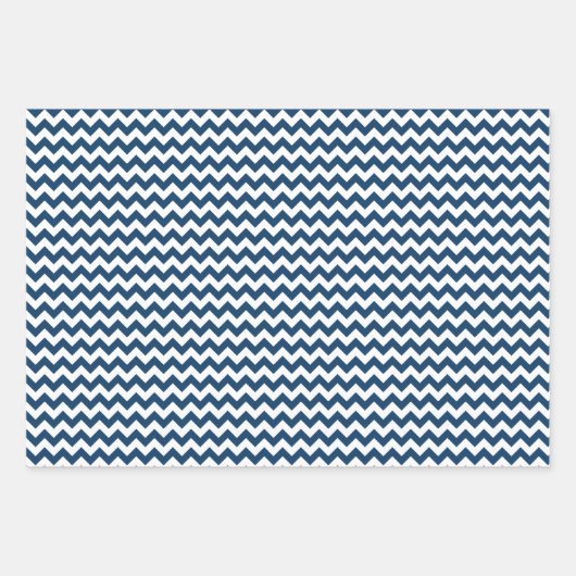 Navy Zigzag, Zickzack, Marine, geometrisches Muste Geschenkpapier Set (Vorderseite)