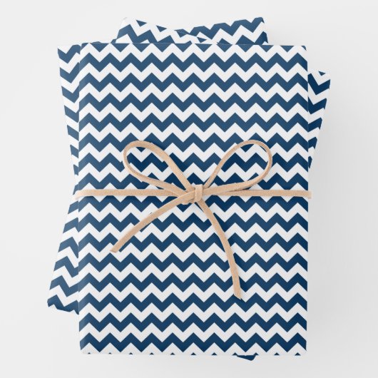 Navy Zigzag, Zickzack, Marine, geometrisches Muste Geschenkpapier Set (Beispiel)