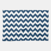 Navy Zigzag, Zickzack, Marine, geometrisches Muste Geschirrtuch (Horizontal)