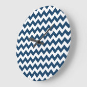 Navy Zigzag, Zickzack, Marine, geometrisches Muste Große Wanduhr (Winkel)