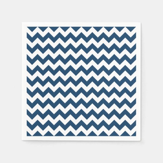Navy Zigzag, Zickzack, Marine, geometrisches Muste Serviette (Vorderseite)
