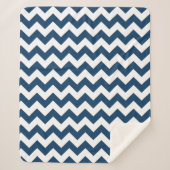 Navy Zigzag, Zickzack, Marine, geometrisches Muste Sherpadecke (Vorderseite)