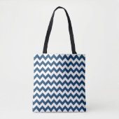 Navy Zigzag, Zickzack, Marine, geometrisches Muste Tasche (Vorderseite)