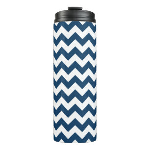 Navy Zigzag, Zickzack, Marine, geometrisches Muste Thermosbecher