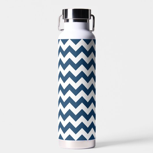 Navy Zigzag, Zickzack, Marine, geometrisches Muste Trinkflasche (Vorne)