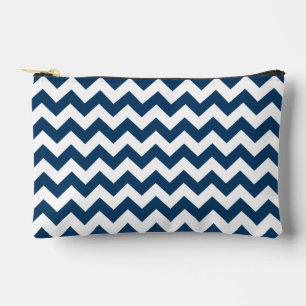 Navy Zigzag, Zickzack, Marine, geometrisches Muste Zubehörtasche