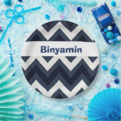 Navy Zizag Pappteller (Party)