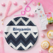 Navy Zizag Pappteller (Party)