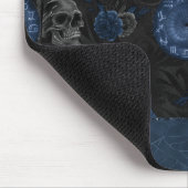 Navy Zodiac Magic | Dunkelblaugotische SchädelRose Mousepad (Ecke)