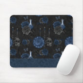 Navy Zodiac Magic | Dunkelblaugotische SchädelRose Mousepad (Mit Mouse)
