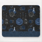 Navy Zodiac Magic | Dunkelblaugotische SchädelRose Mousepad (Vorne)