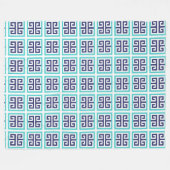Navyblau Aqua Griechisches Muster Fleecedecke (Vorderseite (Horizontal))