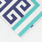 Navyblau Aqua Griechisches Muster Fleecedecke (Ecke)