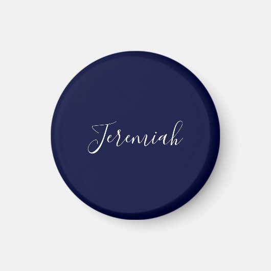 Navyblau einfaches modernes eigenes Namens-Calligr Magnet (Vorne)