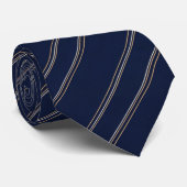 Navyblau Elfenbein Gold Pinstripes Krawatte (Gerollt)