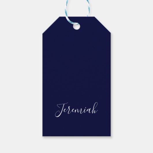Navyblau Farbe schlichte moderne eigene Name Kalli Geschenkanhänger (Vorderseite)