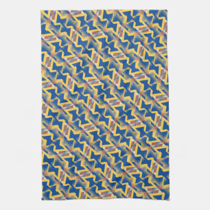 Navyblau + Gelb abstraktes Dreiecks-Muster-Stoff Handtuch