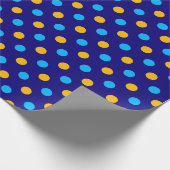 Navyblau Gelb Cyan Punkte Design Geschenkpapier (Ecke)