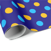Navyblau Gelb Cyan Punkte Design Geschenkpapier (Rolleneckpunkt)