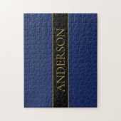 Navyblau & Gold Name Nachname oder Firma Puzzle (Vertikal)