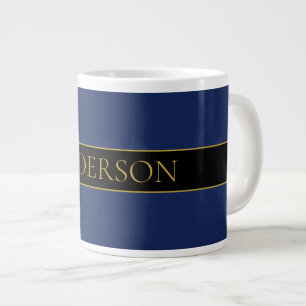 Navyblau & Gold Name Nachname oder Geschäft Jumbo-Tasse